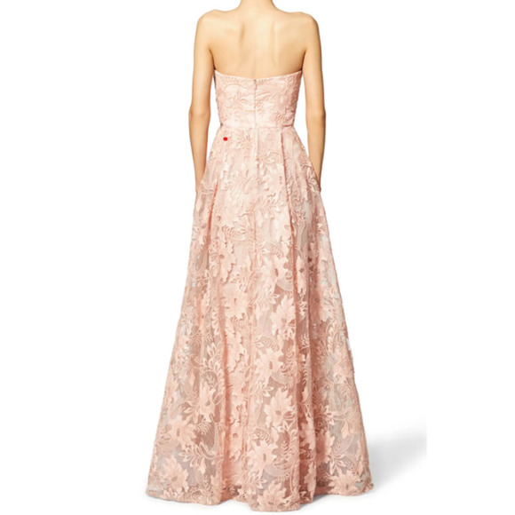 Marchesa Notte Dress Blush Pink Maxi Gown Applique Floral Lace Sequin Sz4 - Picture 3 of 12